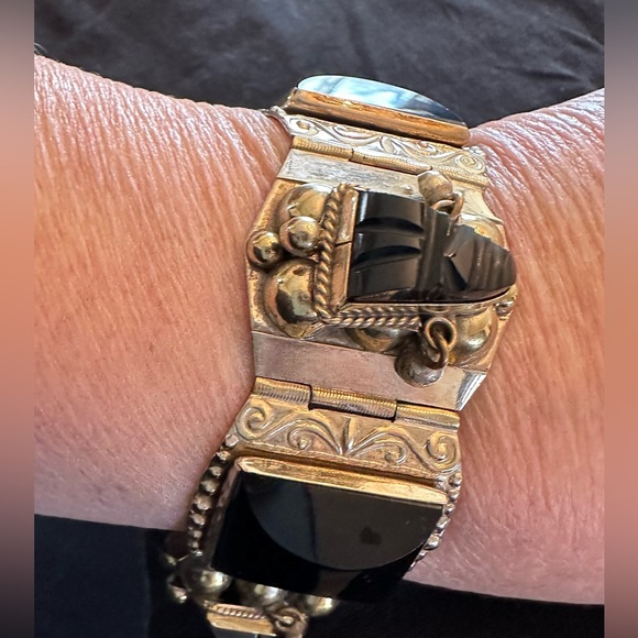 HALF OFF TODAY!! Beautiful Sterling silver an onyx bracelet from Mexico!🖤🩶 - Picture 2 of 6
